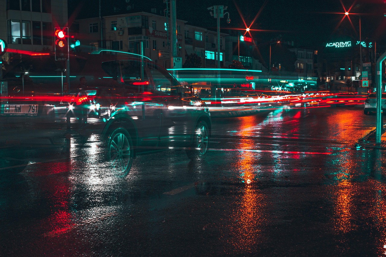 Chrome and Blood, noir rain neon poster